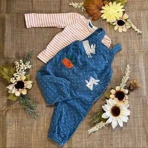 Baby Boden Corduroy Overall Set - Elizabethan Blue Bunnies